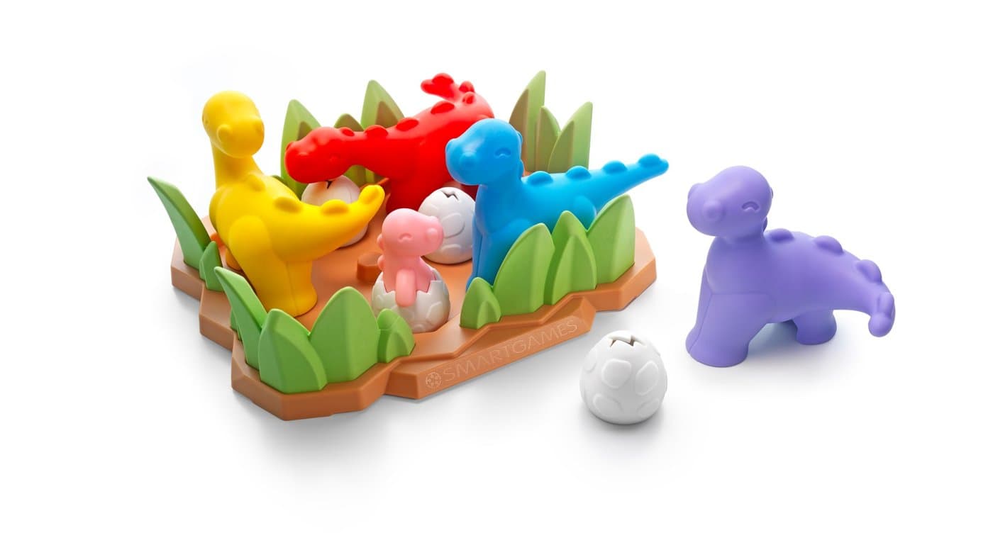 Tiptoe Dino van SmartGames: het spelbord met dino’s en eieren